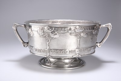 Lot 188 - DAVID VEASEY FOR LIBERTY & CO, A TUDRIC PEWTER TWIN-HANDLED ROSE BOWL