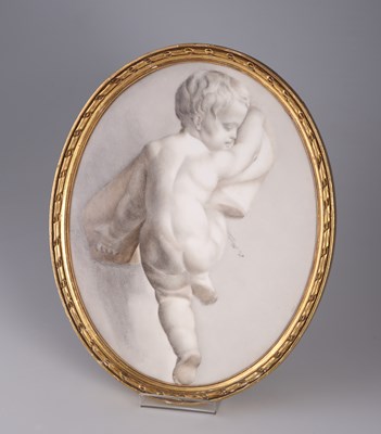 Lot 40 - A CONTINENTAL PORCELAIN OVAL PLAQUE, 19TH CENTURY
