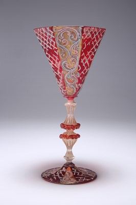 Lot 7 - A LARGE VENETIAN MURANO GLASS GOBLET