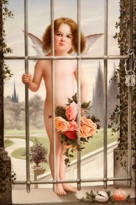 Lot 42 - A BERLIN (KPM) PLAQUE, 'LOVE DENIED'