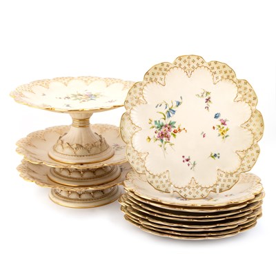 Lot 108 - A ROYAL WORCESTER BLUSH IVORY DESSERT SERVICE, CIRCA 1888