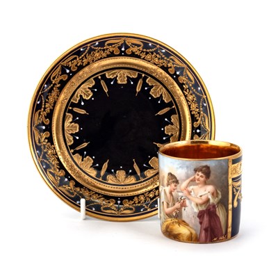 Lot 48 - A VIENNA COFFEE CAN AND SAUCER, LATE 19TH CENTURY