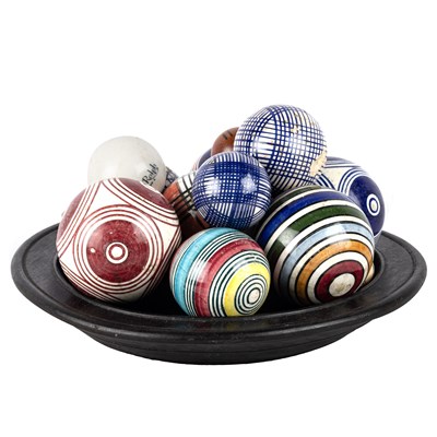Lot 35 - A COLLECTION OF GLAZED POTTERY CARPET BOWLS, LATE 19TH CENTURY
