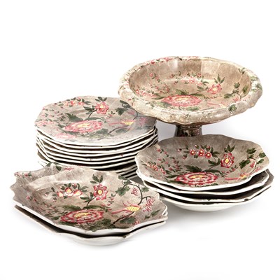 Lot 43 - A SPODE'S 'NEW FAYENCE' DESSERT SERVICE, 19TH CENTURY