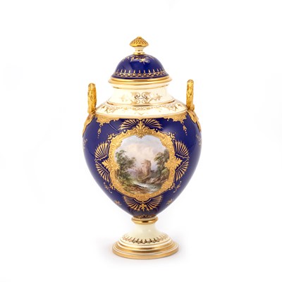 Lot 86 - A COALPORT 'DOUNE CASTLE' VASE AND COVER BY J.H. PLANT