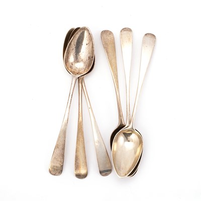 Lot 333 - FIVE GEORGE III SCOTTISH SILVER DESSERT SPOONS
