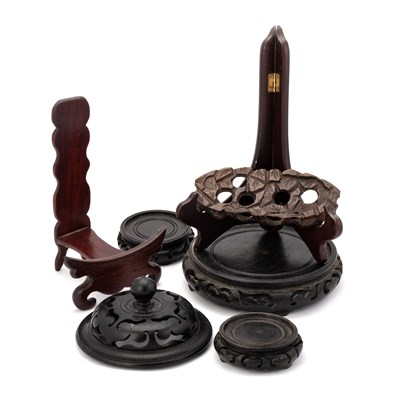 Lot 113 - SIX CHINESE HARDWOOD STANDS AND A COVER