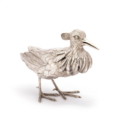 Lot 372 - A GERMAN SILVER MODEL OF A RUFF BIRD
