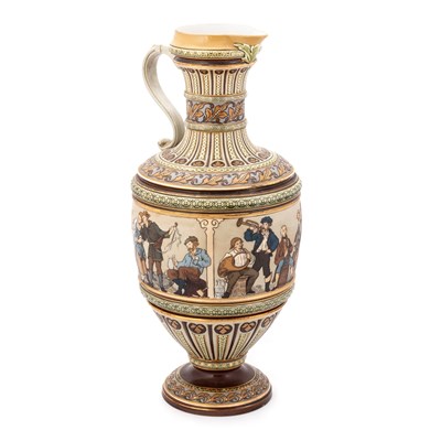 Lot 33 - A LARGE METTLACH POTTERY EWER