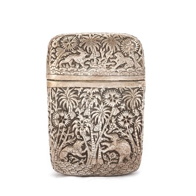 Lot 267 - A SOUTH-EAST ASIAN SILVERED METAL CARD CASE