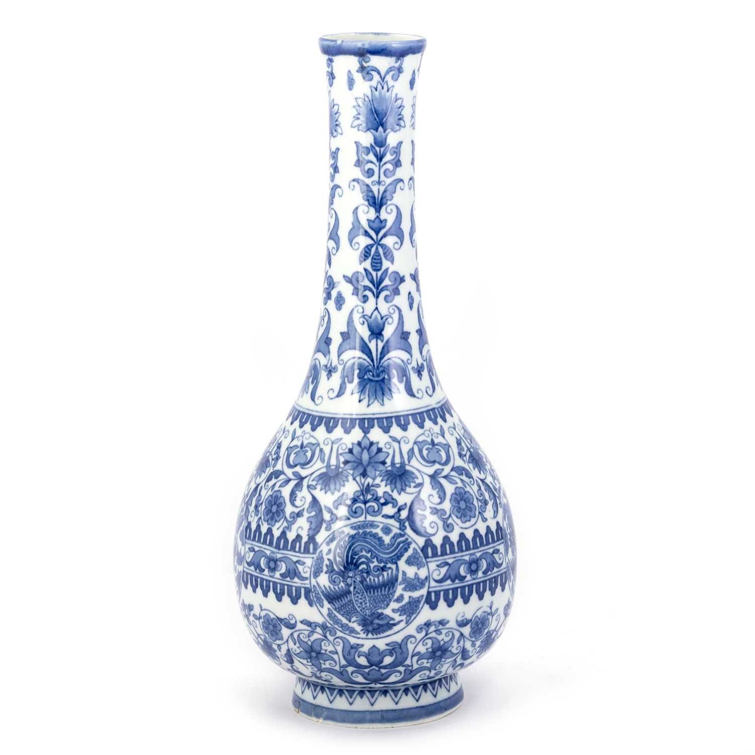 Lot 120 - A CHINESE BLUE AND WHITE BOTTLE VASE