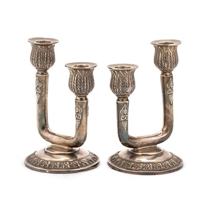 Lot 291 - A PAIR OF SOUTH-EAST ASIAN CANDELABRA