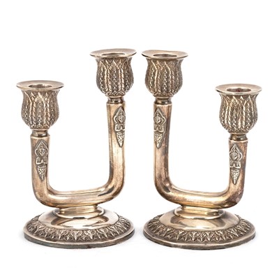 Lot 291 - A PAIR OF SOUTH-EAST ASIAN CANDELABRA