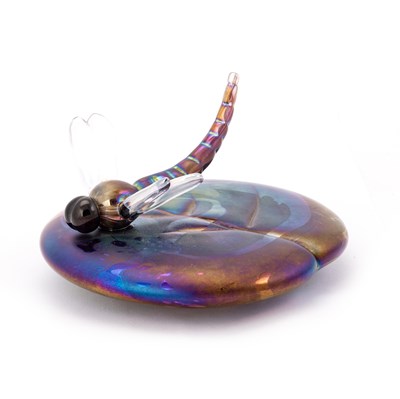 Lot 27 - A LAZLO IRIDESCENT GLASS PAPERWEIGHT