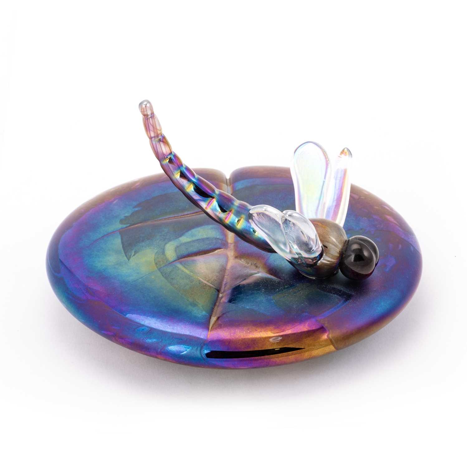 Lot 27 - A LAZLO IRIDESCENT GLASS PAPERWEIGHT