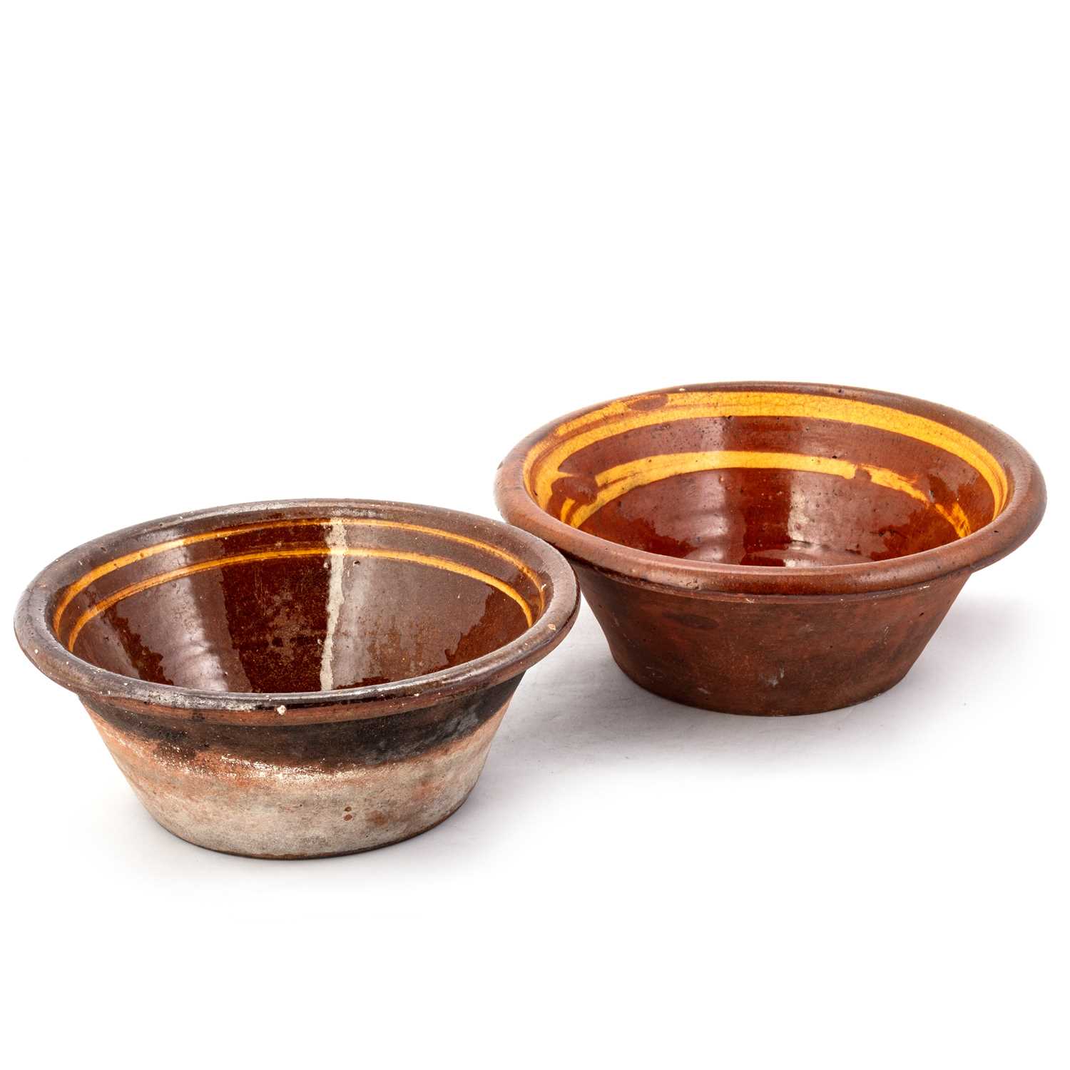 Lot 49 - TWO SLIP-DECORATED BOWLS, PROBABLY BUCKLEY POTTERY