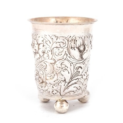 Lot 341 - A NORWEGIAN SILVER BEAKER, LATE 17TH CENTURY