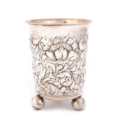 Lot 341 - A NORWEGIAN SILVER BEAKER, LATE 17TH CENTURY