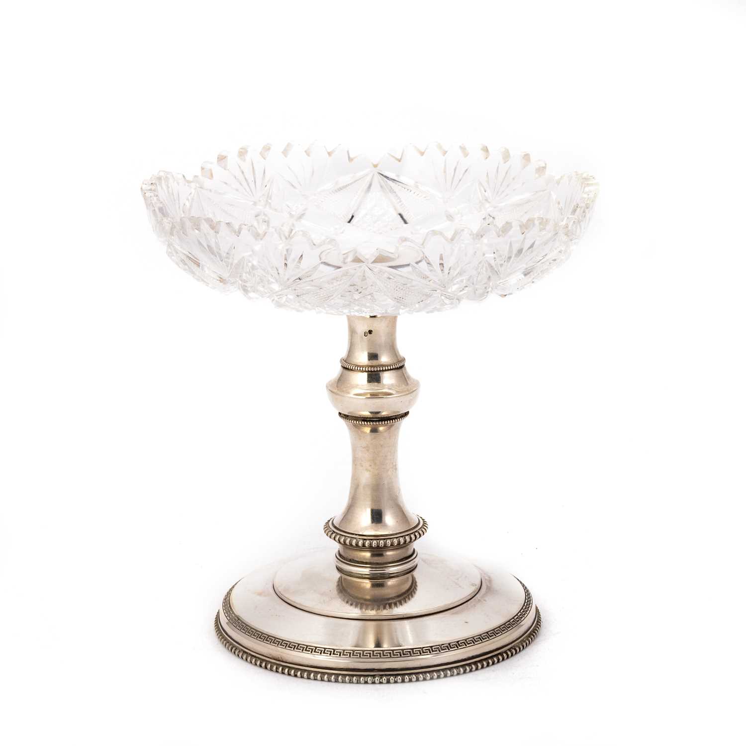 Lot 336 - A RUSSIAN SILVER-MOUNTED GLASS TAZZA