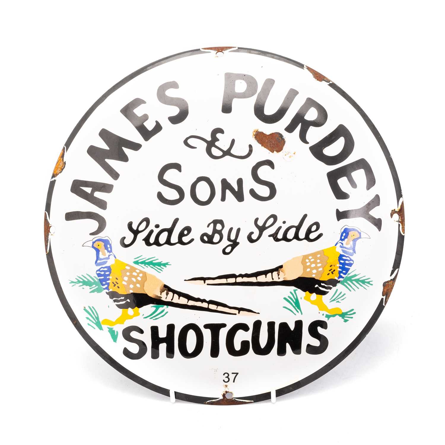 Lot 2 - A JAMES PURDEY & SONS ENAMEL ADVERTISING SIGN