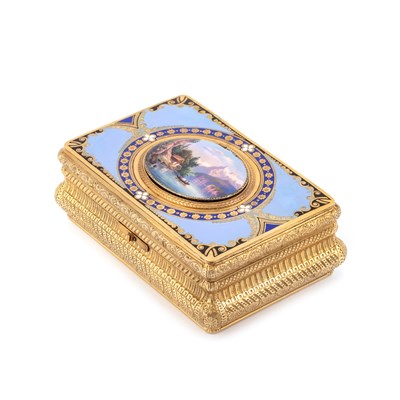 Lot 551 - A SILVER-GILT AND ENAMEL FUSEE SINGING BIRD BOX BY CHARLES BRUGUIER, GENEVA, MID 19TH CENTURY