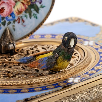 Lot 551 - A SILVER-GILT AND ENAMEL FUSEE SINGING BIRD BOX BY CHARLES BRUGUIER, GENEVA, MID 19TH CENTURY