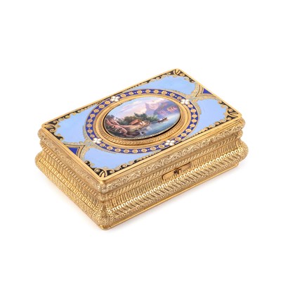 Lot 551 - A SILVER-GILT AND ENAMEL FUSEE SINGING BIRD BOX BY CHARLES BRUGUIER, GENEVA, MID 19TH CENTURY