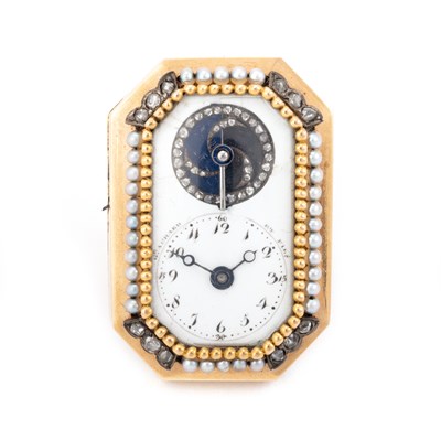 Lot 580 - A VERY RARE PEARL AND DIAMOND QUARTER-REPEATING RING WATCH, SIGNED GE. ACHARD ET FILS, CIRCA 1800