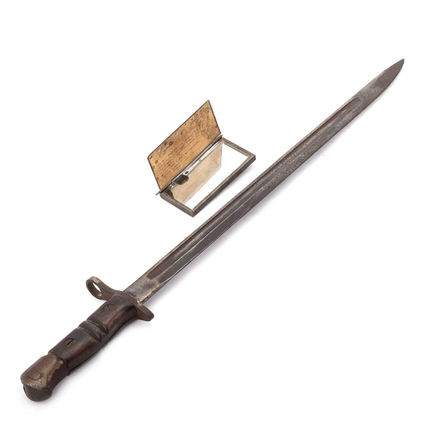Lot 10 - A WW1 P13 BAYONET WITH A 'VIGILANT' PERISCOPE TRENCH MIRROR