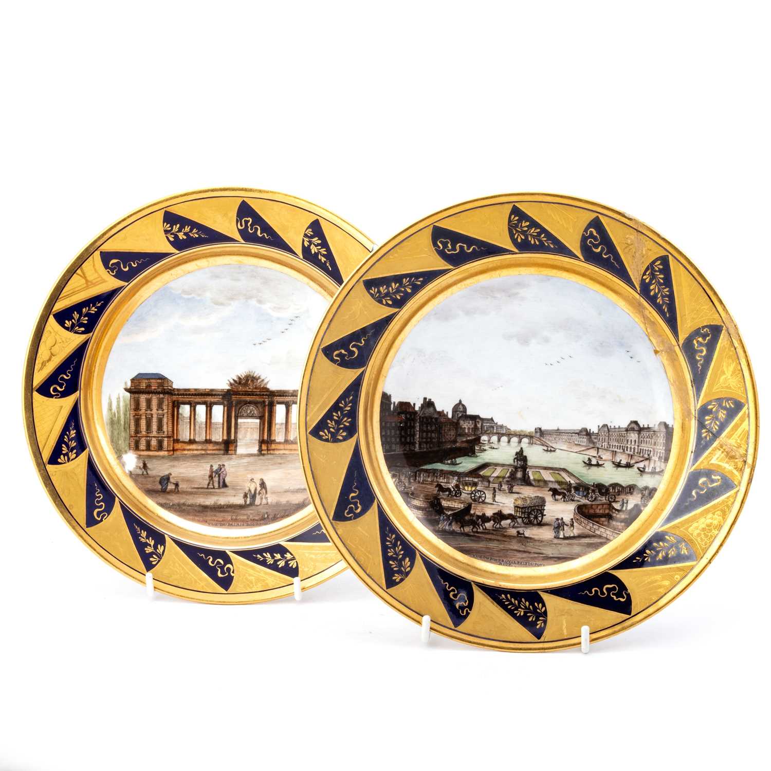 Lot 50 - A PAIR OF PARIS PORCELAIN TOPOGRAPHICAL PLATES, LATE 19TH CENTURY