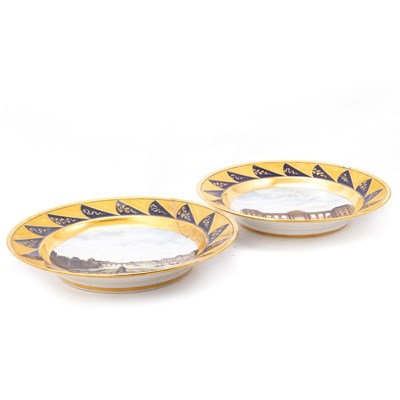 Lot 50 - A PAIR OF PARIS PORCELAIN TOPOGRAPHICAL PLATES, LATE 19TH CENTURY