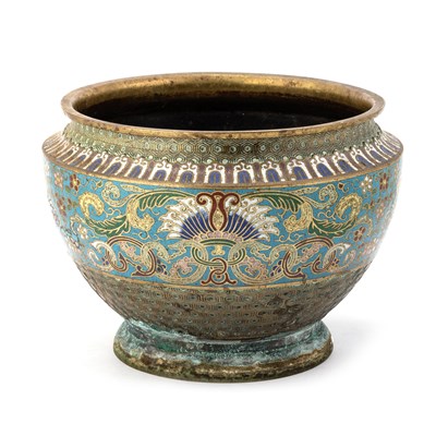 Lot 196 - A 19TH CENTURY JAPANESE CHAMPLEVÉ ENAMEL JARDINIÈRE, 19TH CENTURY