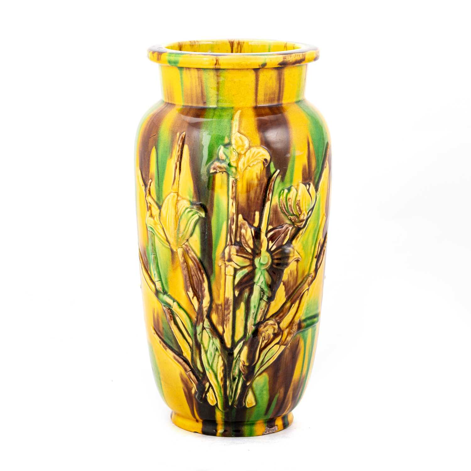 Lot 143 - A SANCAI-GLAZED VASE, POSSIBLY AWAJI, EARLY 20TH CENTURY