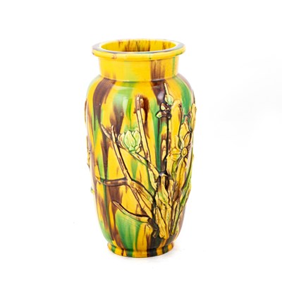 Lot 143 - A SANCAI-GLAZED VASE, POSSIBLY AWAJI, EARLY 20TH CENTURY