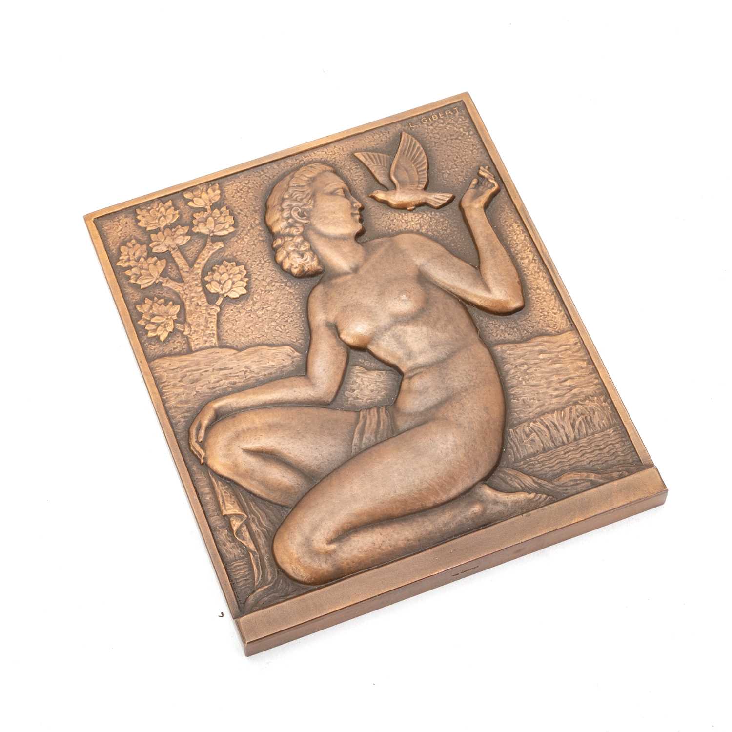 Lot 243 - AN ART DECO FRENCH BRONZE PLAQUE