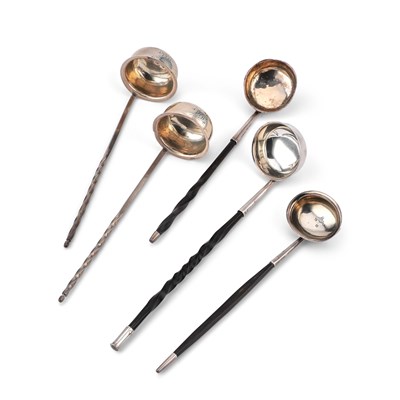 Lot 247 - A PAIR OF VICTORIAN SILVER TODDY LADLES