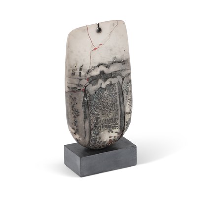Lot 54 - PETER HAYES (BORN 1946), RAKU BOW WITH KEYHOLE