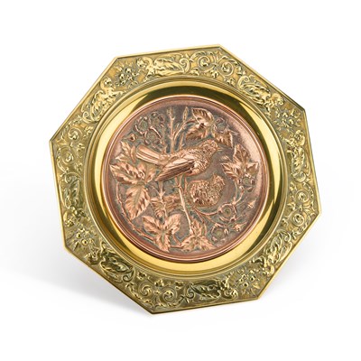 Lot 144 - AN OCTAGONAL BRASS AND COPPER TRAY