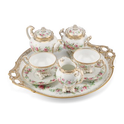 Lot 35 - A CONTINENTAL PORCELAIN EIGHT-PIECE CABARET SET, LATE 19TH CENTURY