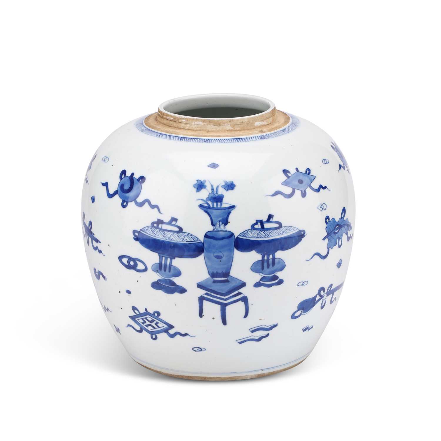 Lot 83 - A CHINESE BLUE AND WHITE GINGER JAR