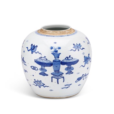 Lot 83 - A CHINESE BLUE AND WHITE GINGER JAR