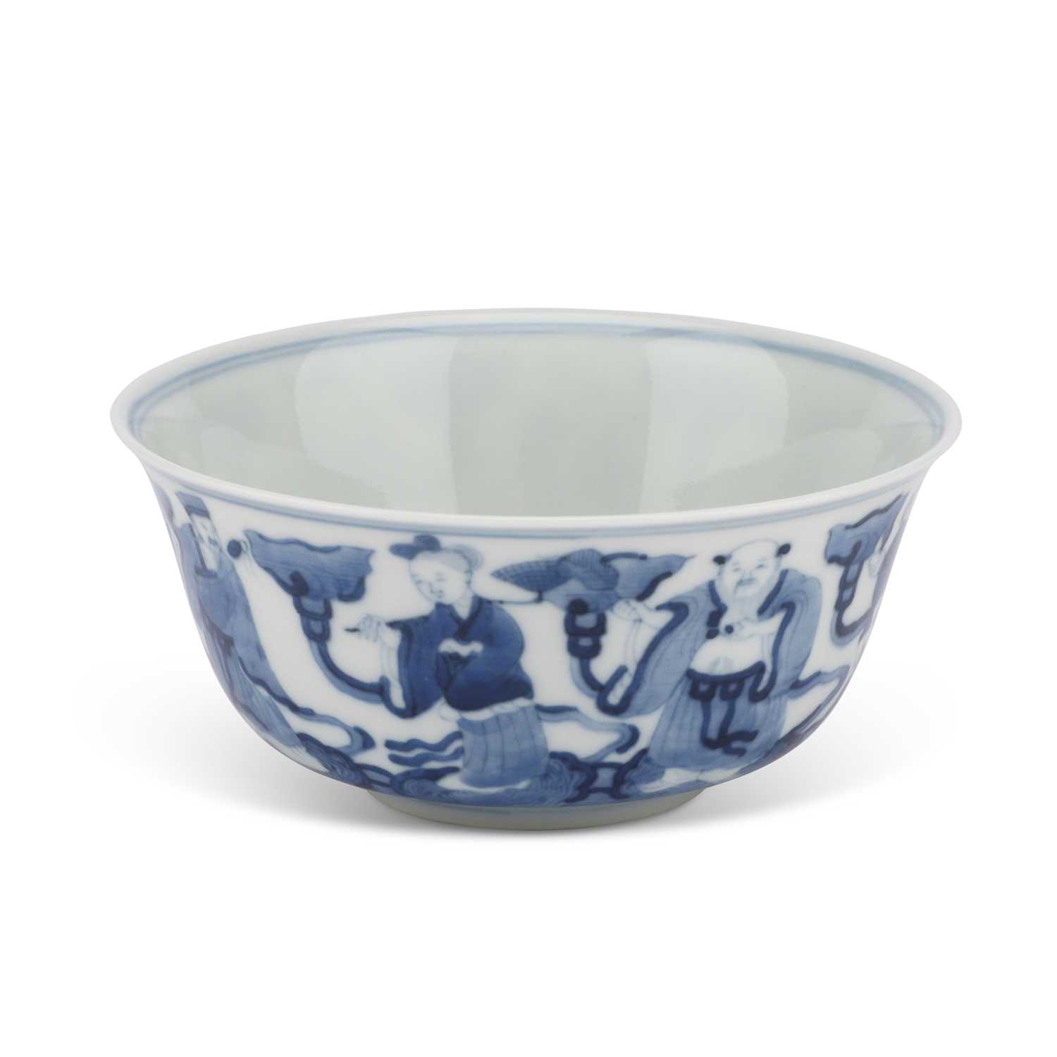 Lot 80 - A CHINESE BLUE AND WHITE 'EIGHT IMMORTALS' BOWL