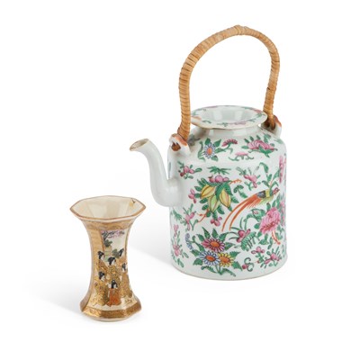 Lot 144 - A CANTONESE TEAPOT AND COVER