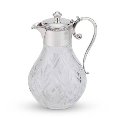 Lot 303 - AN ELIZABETH II SILVER-MOUNTED CUT-GLASS CLARET JUG