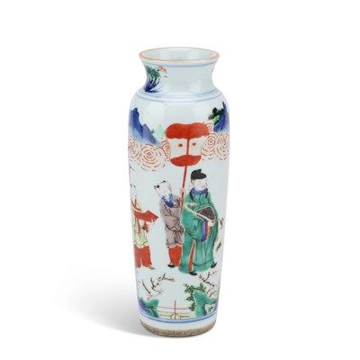 Lot 101 - A CHINESE WUCAI SLEEVE VASE