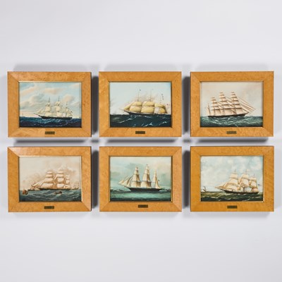 Lot 46 - A SET OF SIX WEDGWOOD PORCELAIN 'CLIPPER SHIP' PLAQUES