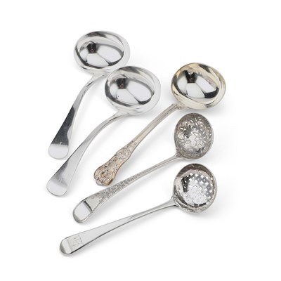 Lot 520 - A PAIR OF GEORGE III SILVER SAUCE LADLES