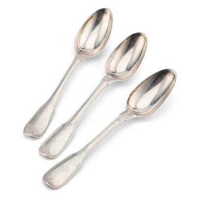 Lot 308 - THREE FRENCH PROVINCIAL SILVER TABLE SPOONS