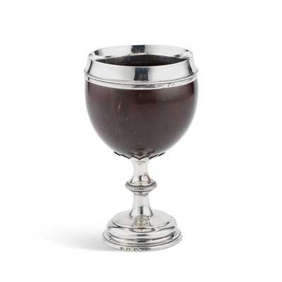 Lot 527 - A GEORGE III SILVER-MOUNTED COCONUT GOBLET