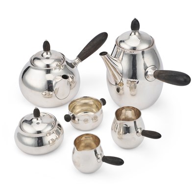 Lot 285 - GEORG JENSEN: A DANISH SILVER SIX-PIECE TEA AND COFFEE SERVICE